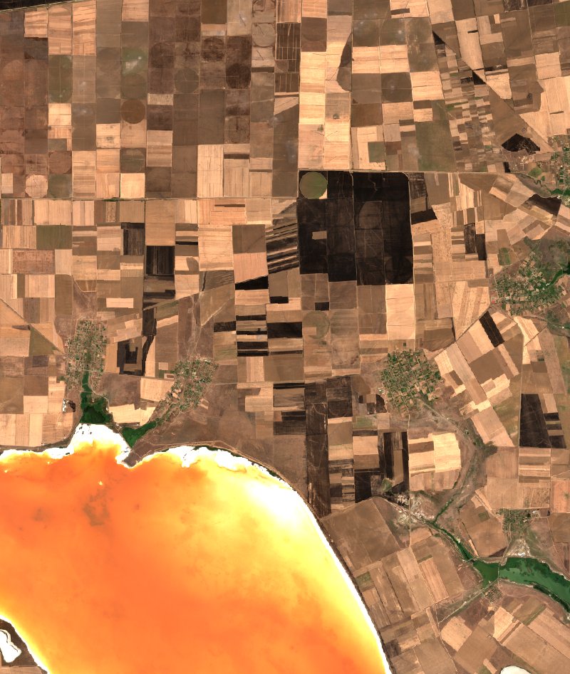 Новотроїцька селищна громада (UA) vu par Sentinel-2 le 18 août