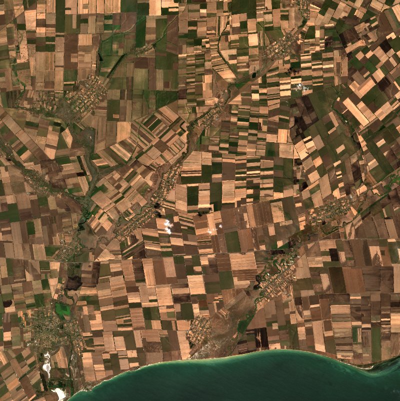 Приазовська селищна громада (UA) seen by Sentinel-2 on 10 August