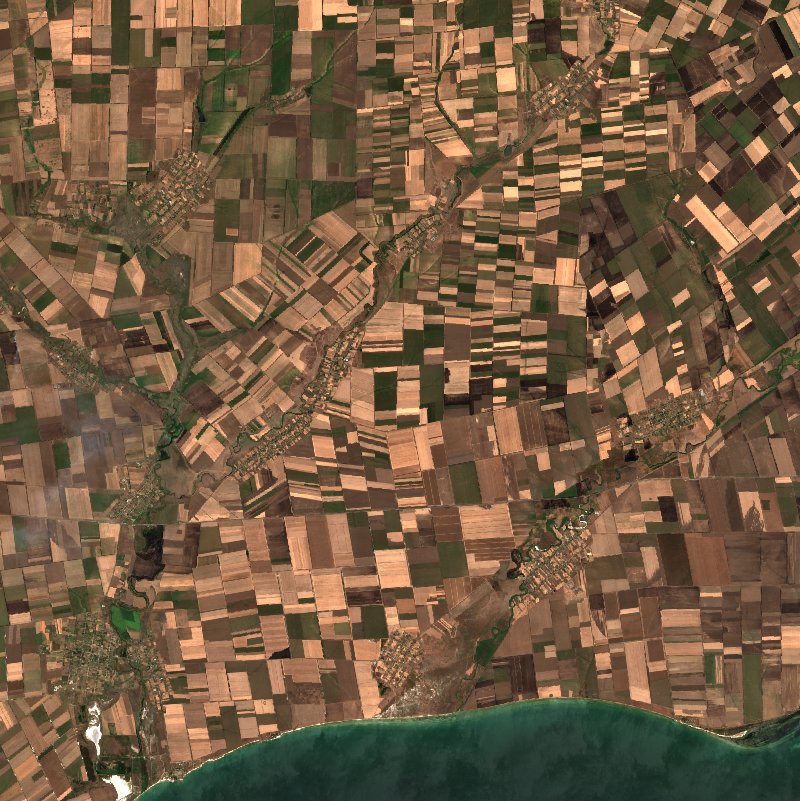 Приазовська селищна громада (UA) seen by Sentinel-2 on 13 August