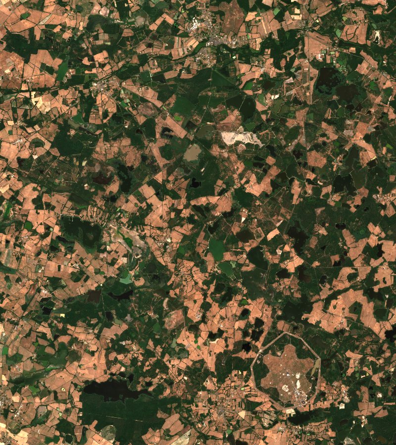 Saint-Michel-en-Brenne seen by Sentinel-2 on 8 July
