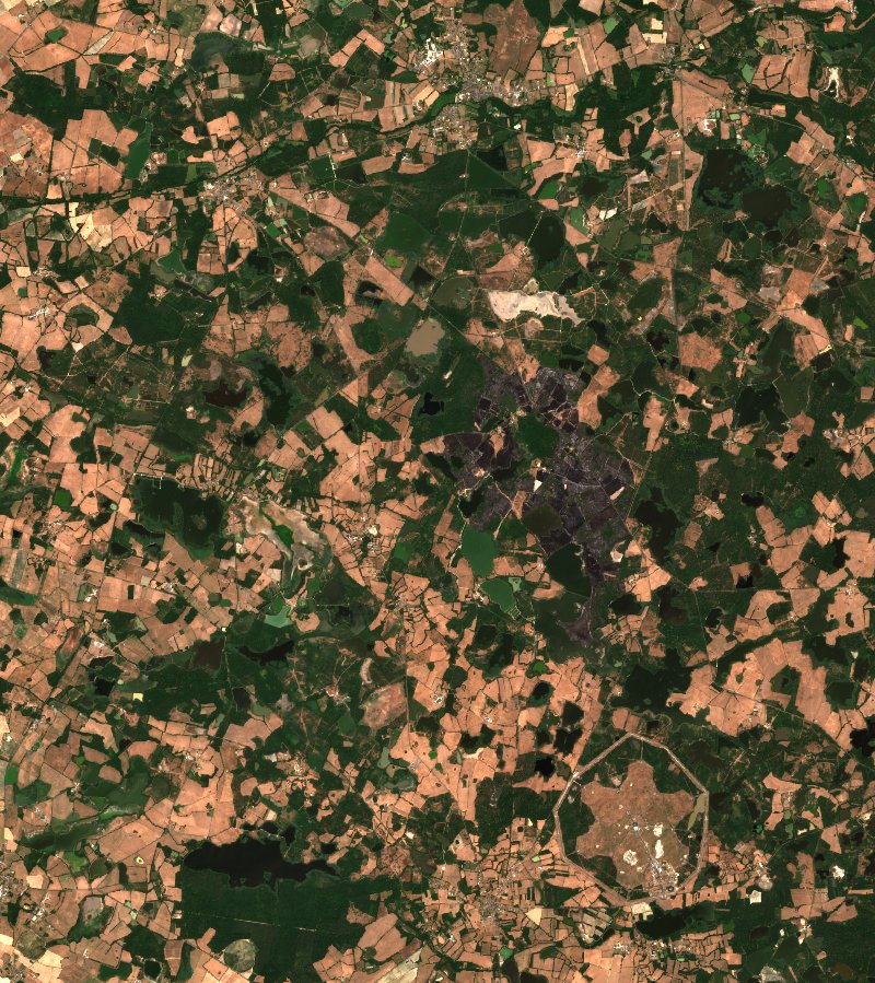 Saint-Michel-en-Brenne seen by Sentinel-2 on 10 July