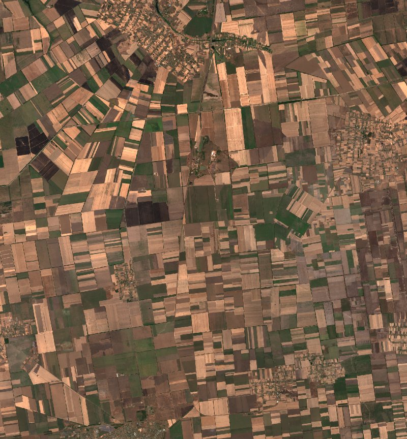 Веселівська селищна громада (UA) seen by Sentinel-2 on 13 August