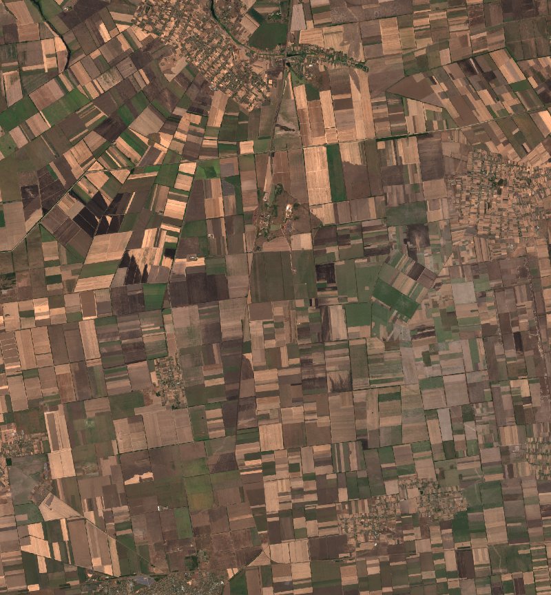 Веселівська селищна громада (UA) seen by Sentinel-2 on 23 August
