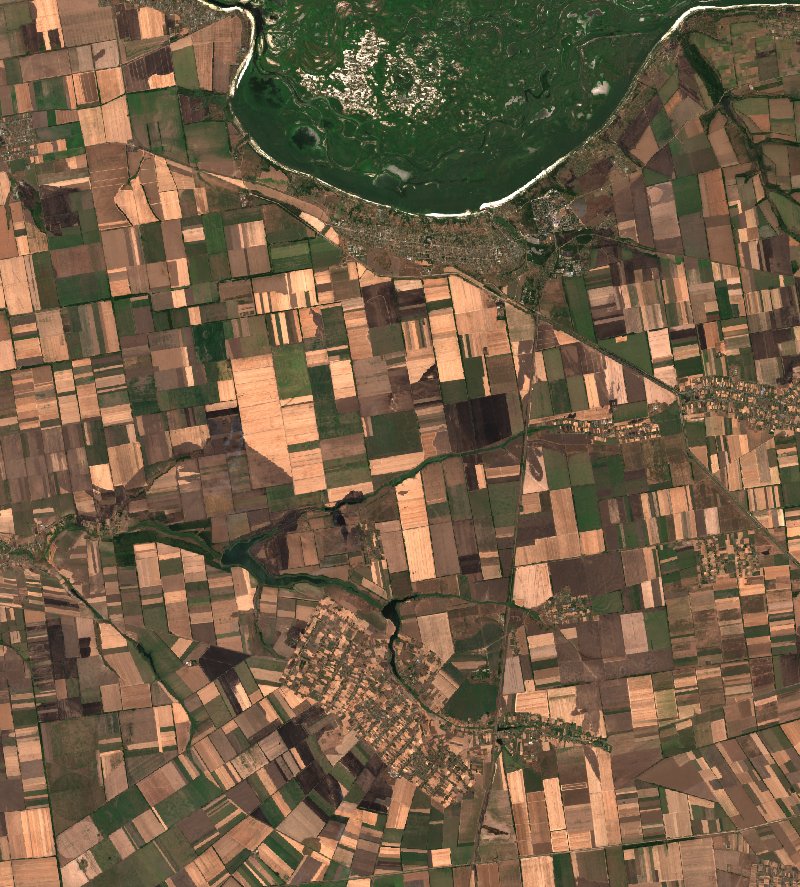 Малобілозерська сільська громада (UA) seen by Sentinel-2 on 13 August