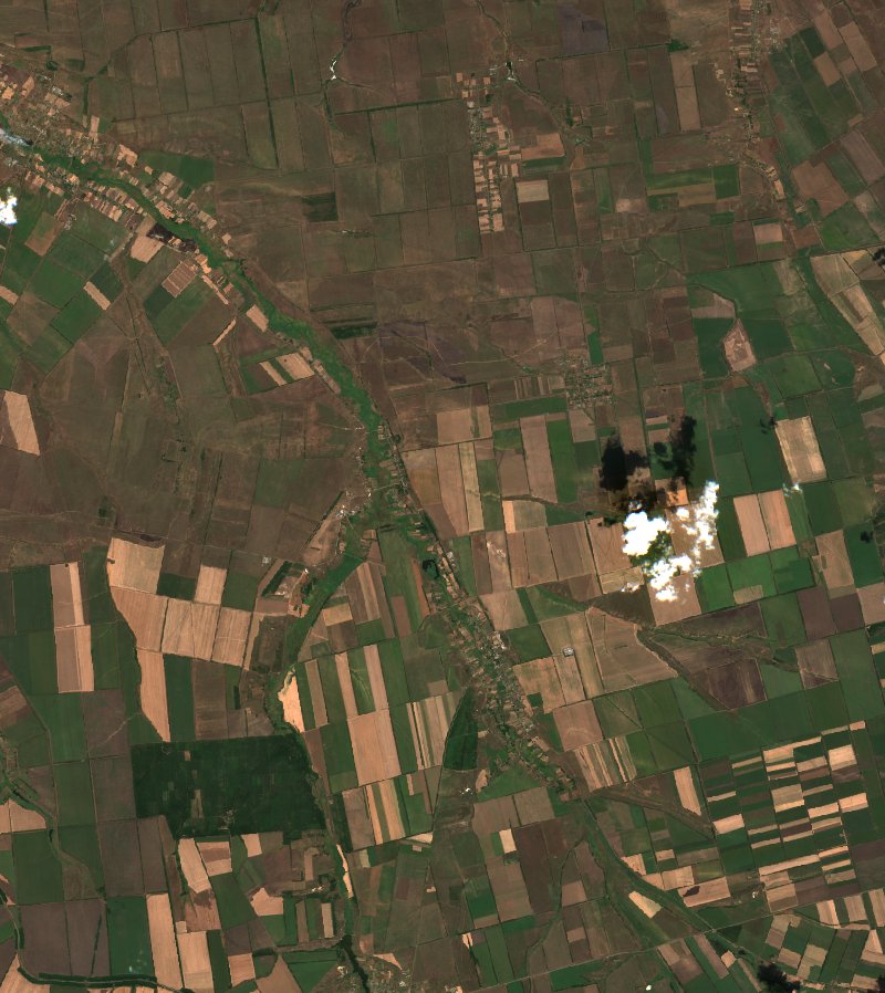 Більмацька селищна громада (UA) seen by Sentinel-2 on 7 August