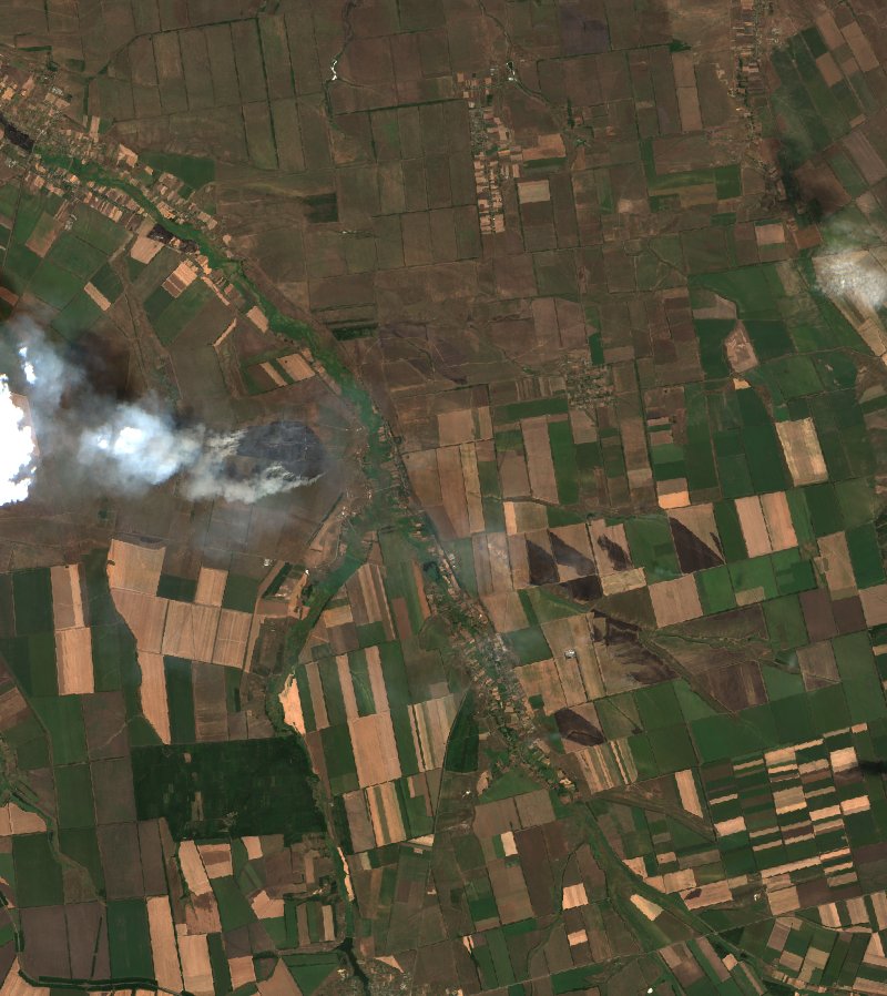 Більмацька селищна громада (UA) seen by Sentinel-2 on 8 August