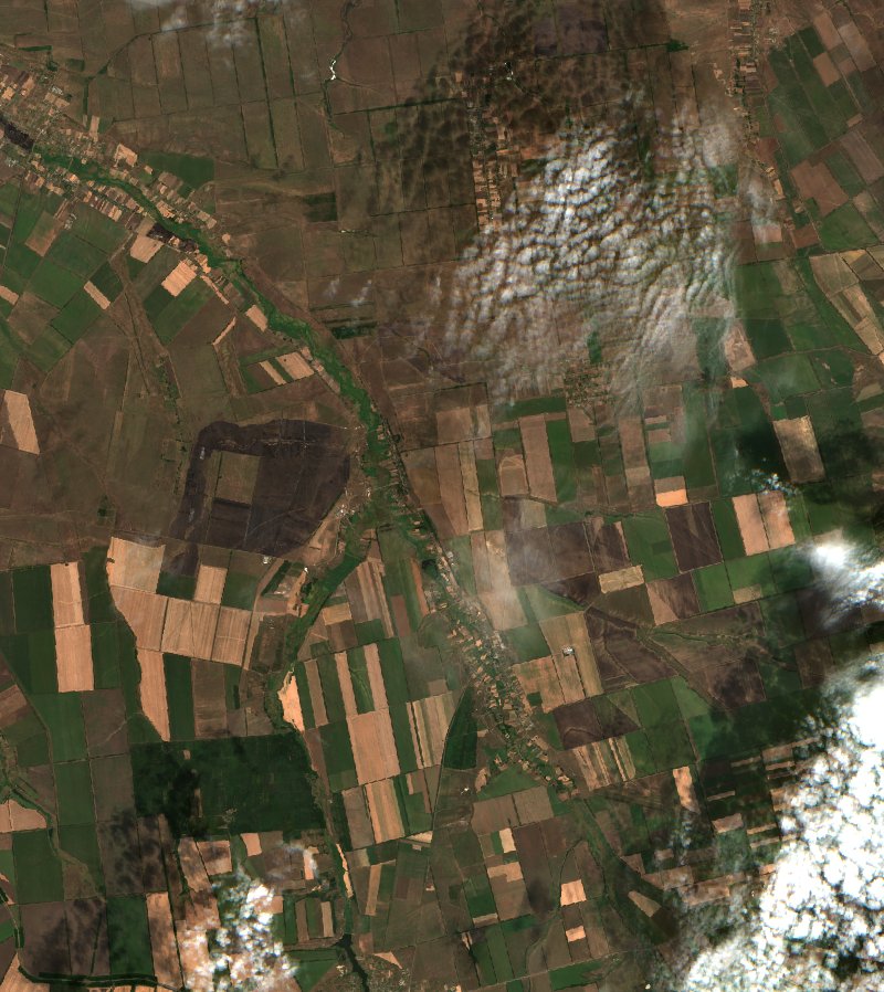 Більмацька селищна громада (UA) seen by Sentinel-2 on 10 August