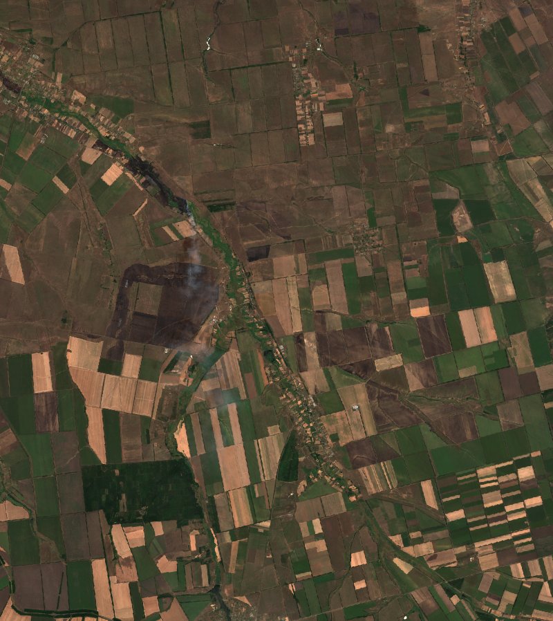 Більмацька селищна громада (UA) seen by Sentinel-2 on 13 August