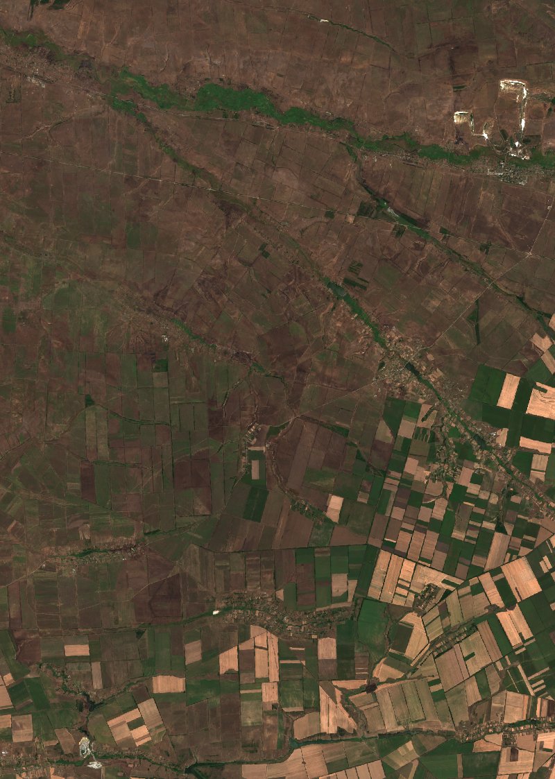 Пологівська міська громада (UA) seen by Sentinel-2 on 13 August