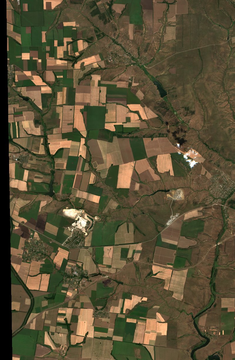 Мирненська селищна громада (UA) seen by Sentinel-2 on 7 August