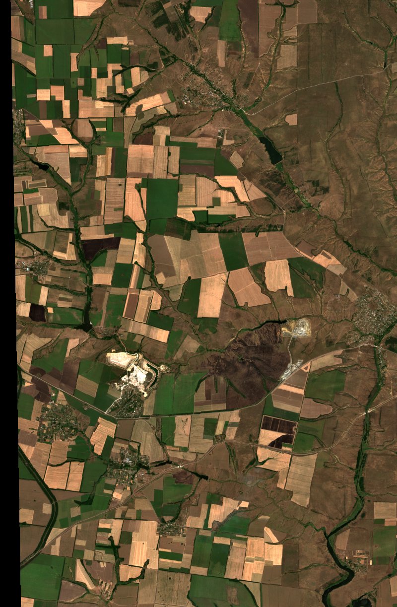 Мирненська селищна громада (UA) seen by Sentinel-2 on 15 August