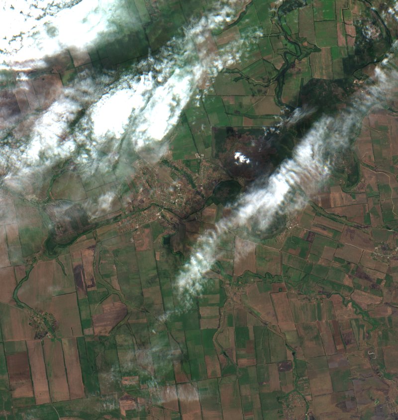 Великомихайлівська сільська громада (UA) von Sentinel-2 erfasst am 21. Juli