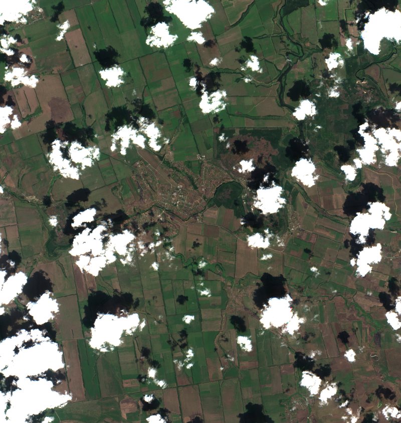 Великомихайлівська сільська громада (UA) von Sentinel-2 erfasst am 31. Juli