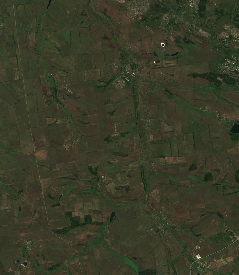 Очеретинська селищна громада (UA) seen by Sentinel-2 on 5 August