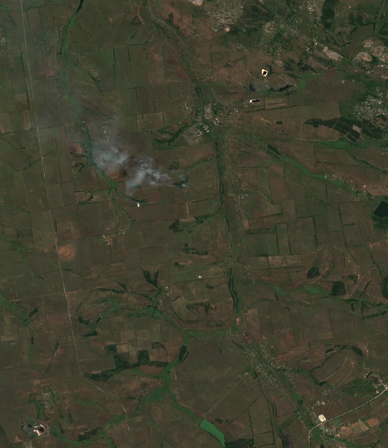 Очеретинська селищна громада (UA) seen by Sentinel-2 on 7 August