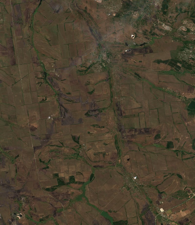 Очеретинська селищна громада (UA) seen by Sentinel-2 on 25 August
