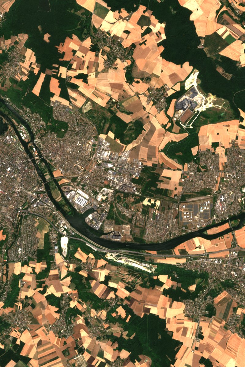 Porcheville vu par Sentinel-2 le 11 juillet