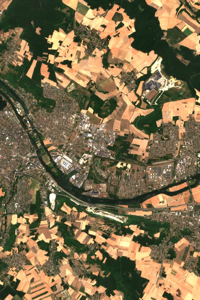 Porcheville vu par Sentinel-2 le 21 juillet