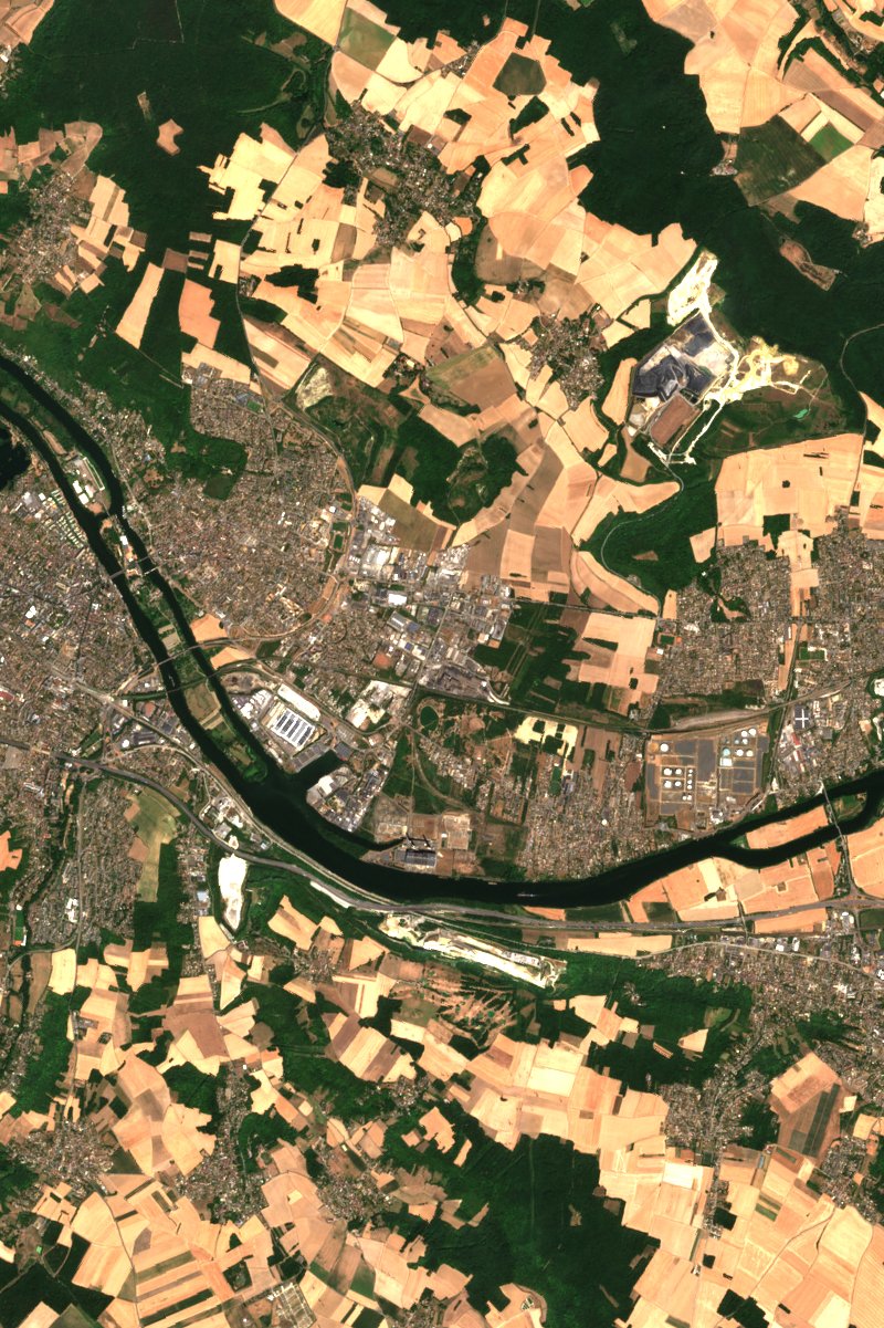 Porcheville vu par Sentinel-2 le 28 juillet