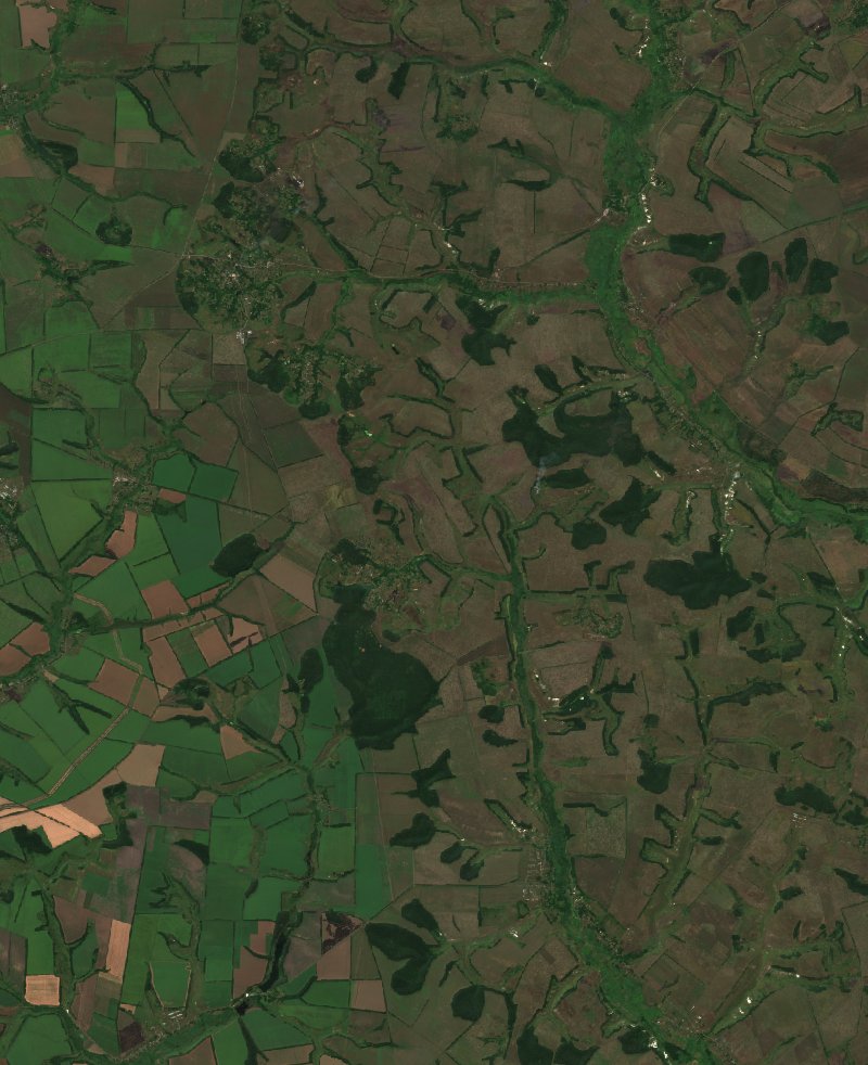 Вільхуватська сільська громада (UA) seen by Sentinel-2 on 7 August