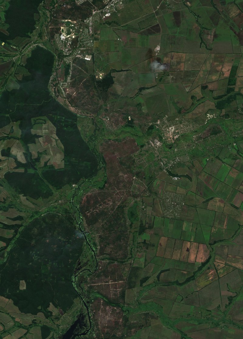 Вовчанська міська громада (UA) von Sentinel-2 erfasst am 3. August