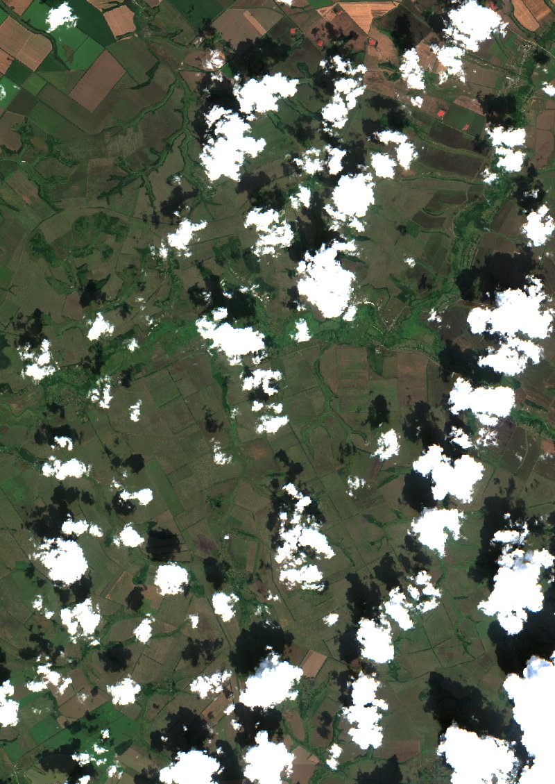 Вовчанська міська громада (UA) seen by Sentinel-2 on 5 August