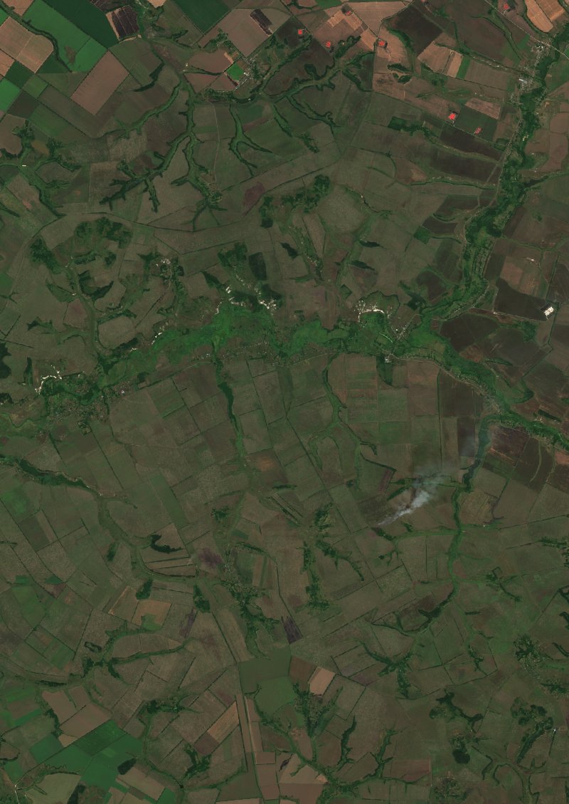 Вовчанська міська громада (UA) seen by Sentinel-2 on 7 August
