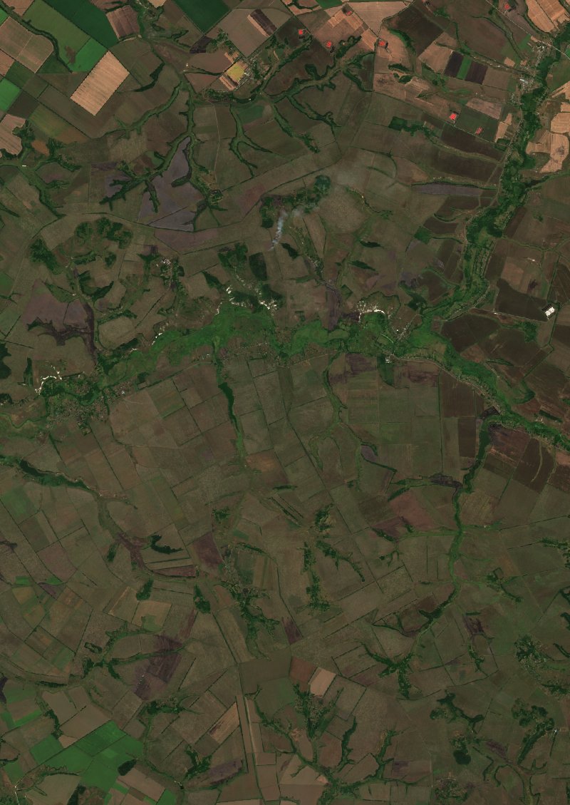 Вовчанська міська громада (UA) seen by Sentinel-2 on 17 August