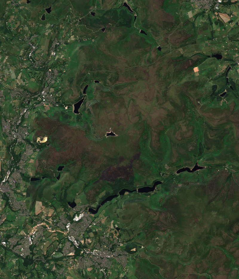 High Peak (GB) vu par Sentinel-2 le 9 juillet