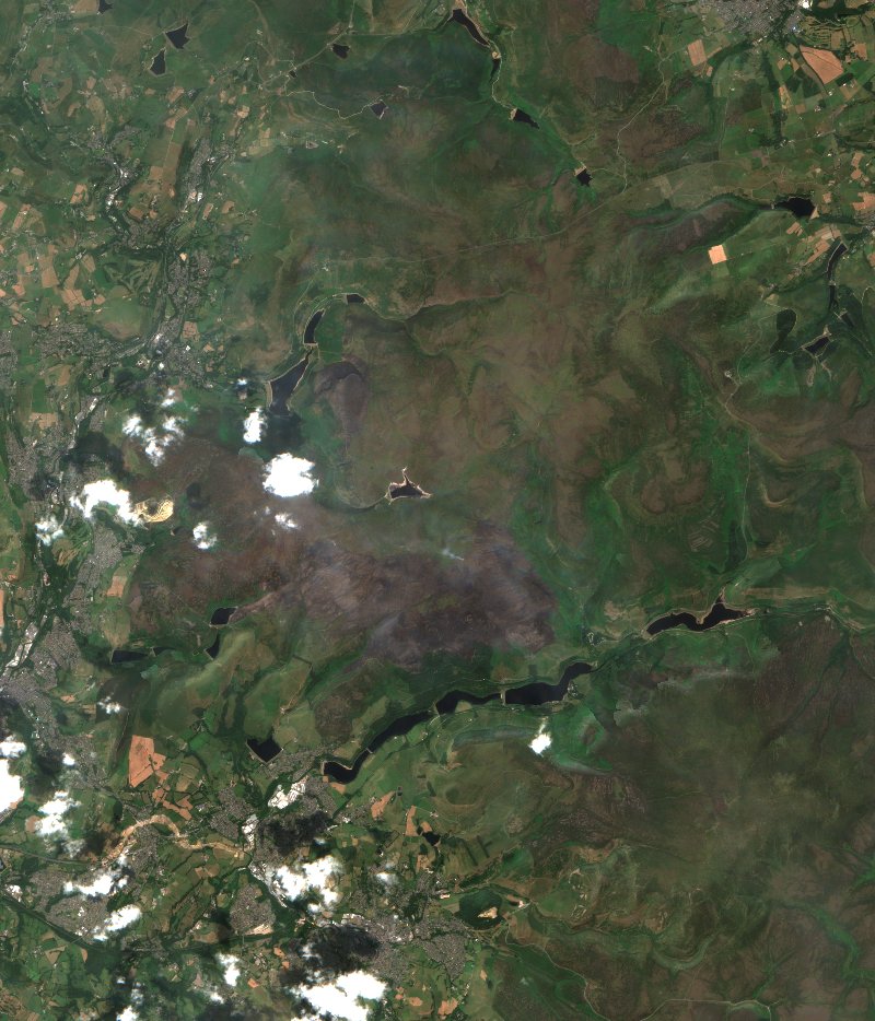 High Peak (GB) vu par Sentinel-2 le 16 juillet