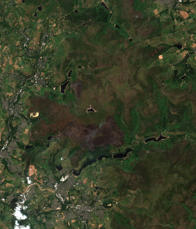 High Peak (GB) vu par Sentinel-2 le 17 juillet