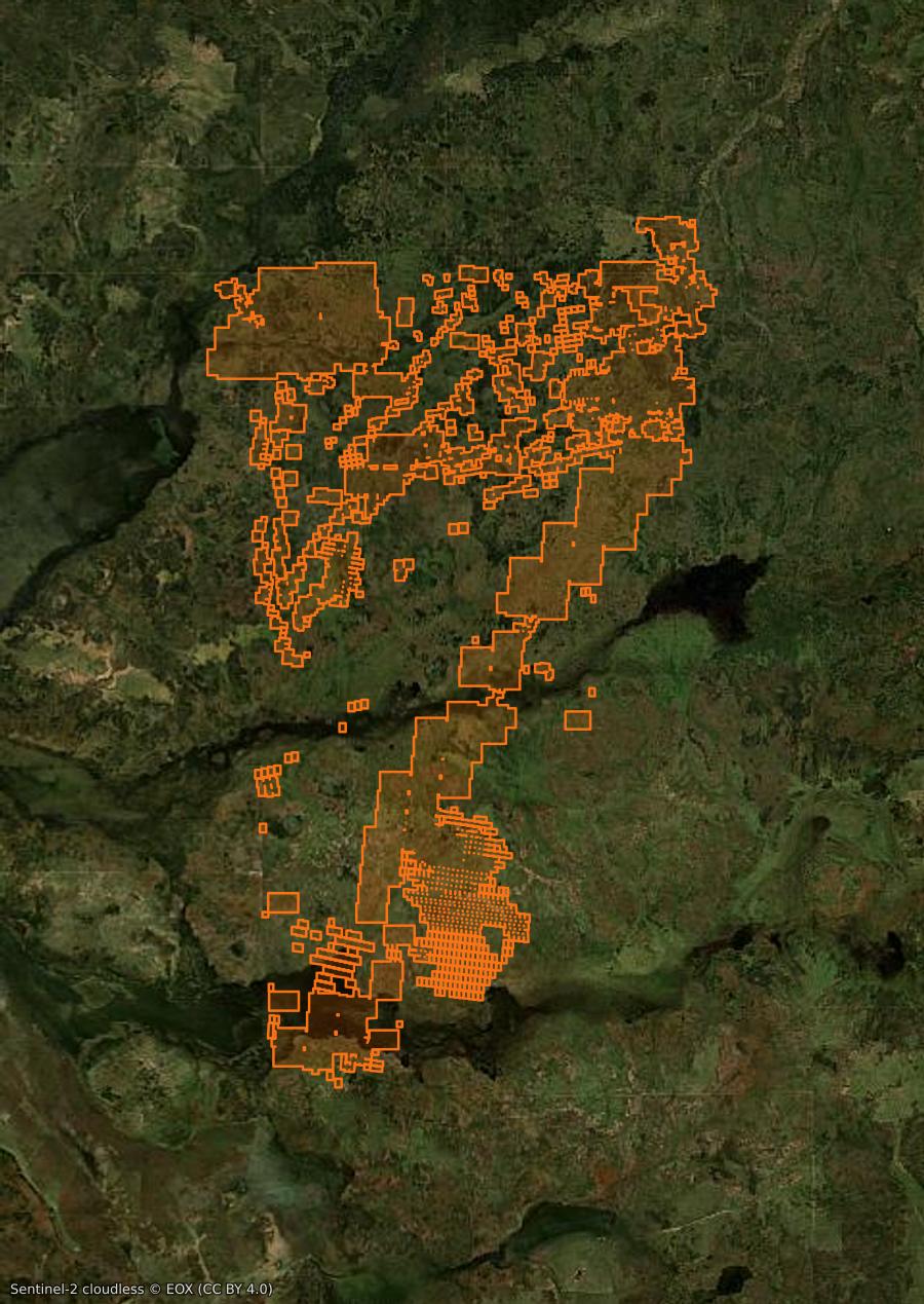 Outline of the burned area near Territoire du Nord (AU), drawn over satellite imagery
