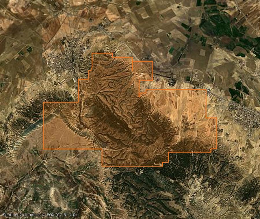 Contour de la zone brûlée de Hammamet (DZ), tracé sur l'imagerie satellite