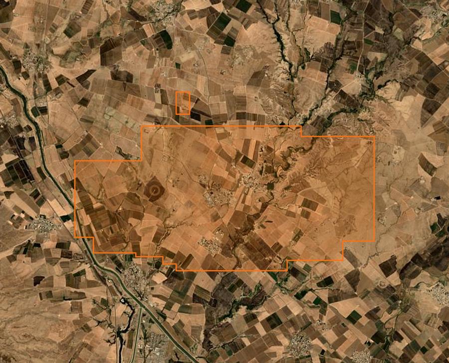 Umriss der Brandfläche bei Kirkouk (IQ), gezeichnet auf Satellitenbilder