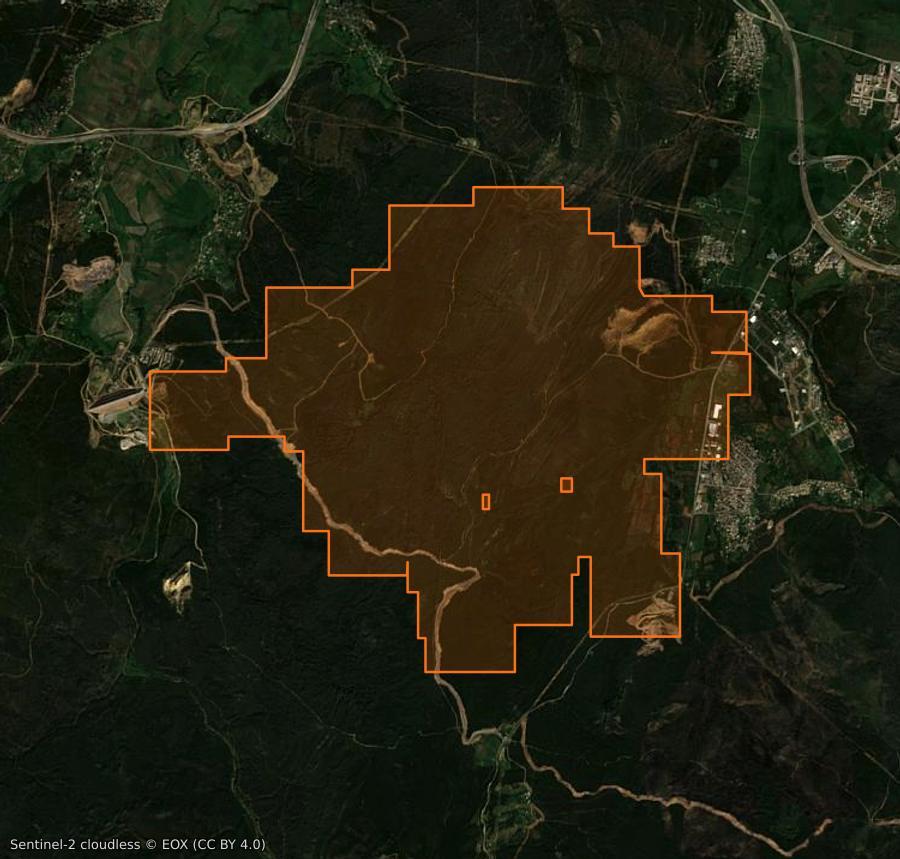 Outline of the burned area near Zitouna (DZ), drawn over satellite imagery