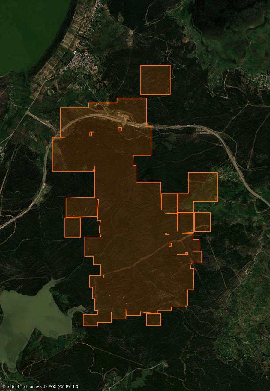 Contorno de la zona quemada cerca de Aïn El Assel (DZ), trazado sobre imágenes de satélite