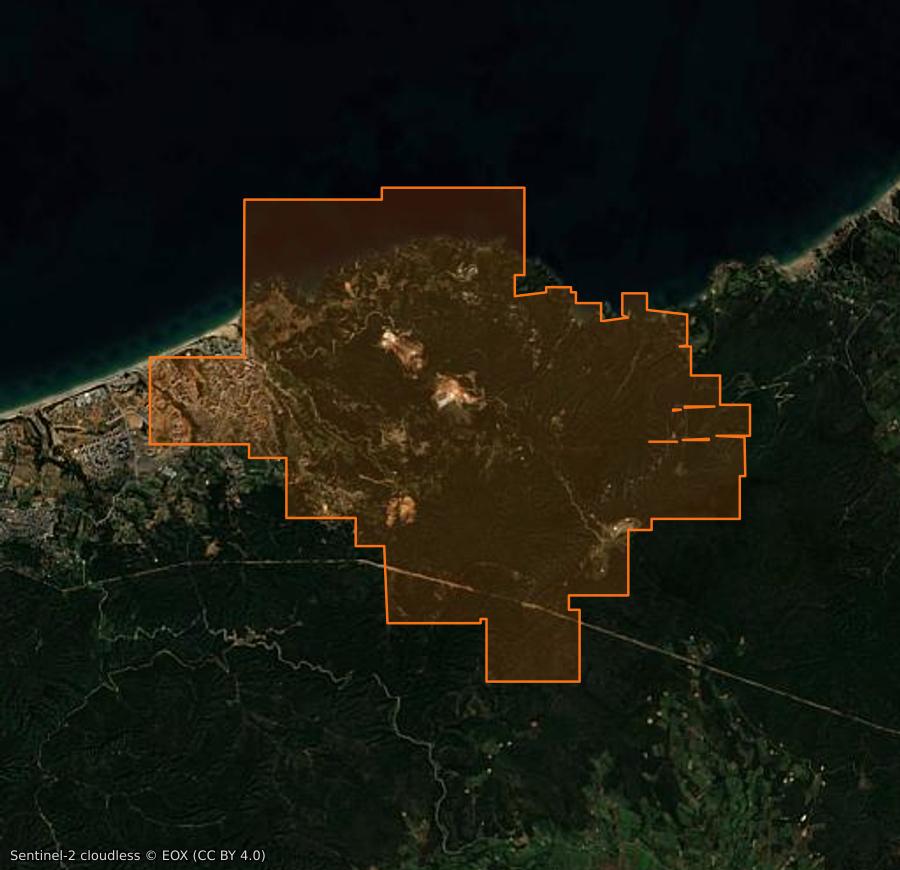 Umriss der Brandfläche bei Filfila (DZ), gezeichnet auf Satellitenbilder
