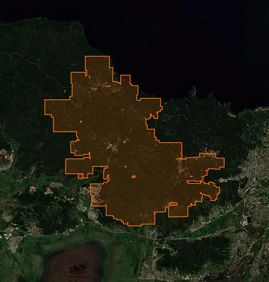 Umriss der Brandfläche bei Oued El Aneb (DZ), gezeichnet auf Satellitenbilder