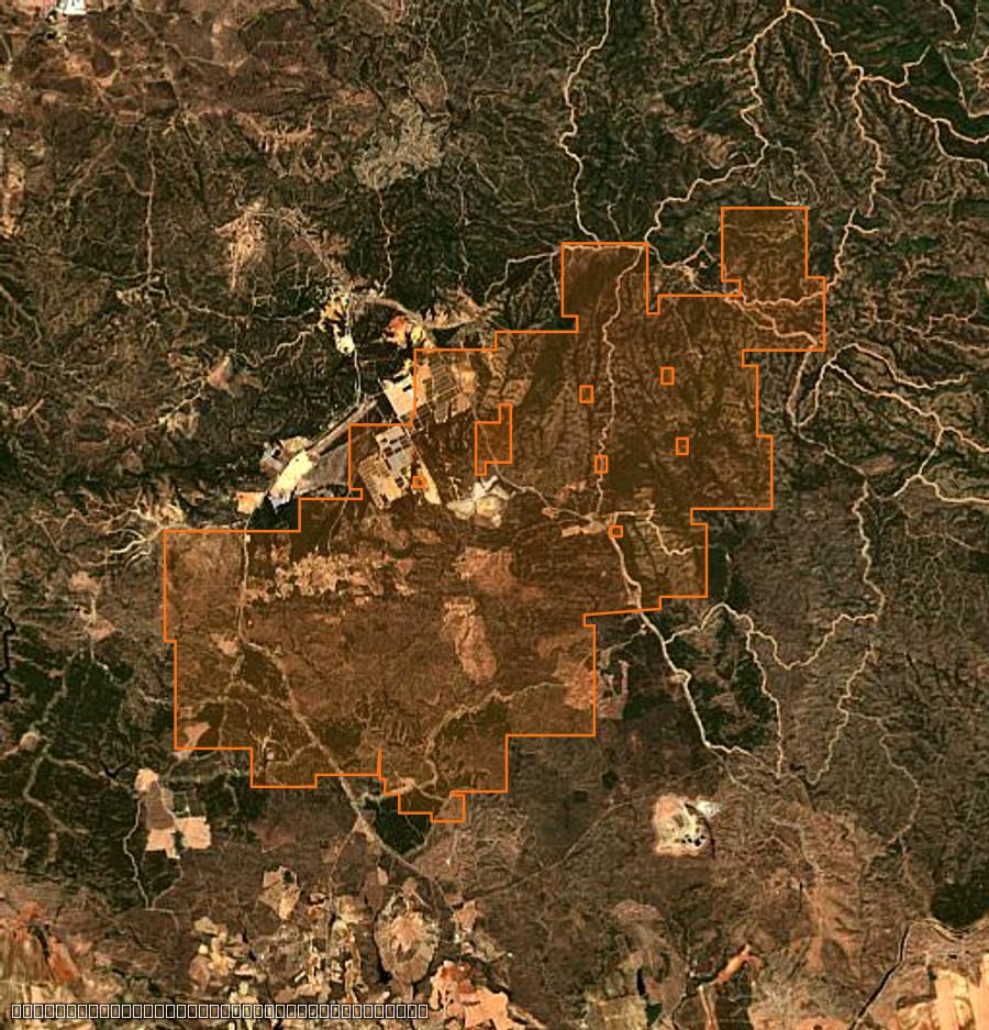 Umriss der Brandfläche bei Berrocal (ES), gezeichnet auf Satellitenbilder