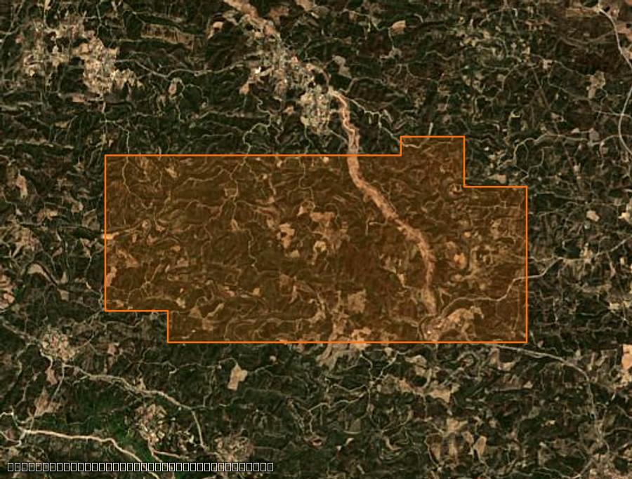 Contour de la zone brûlée de Proença-a-Nova (PT), tracé sur l'imagerie satellite