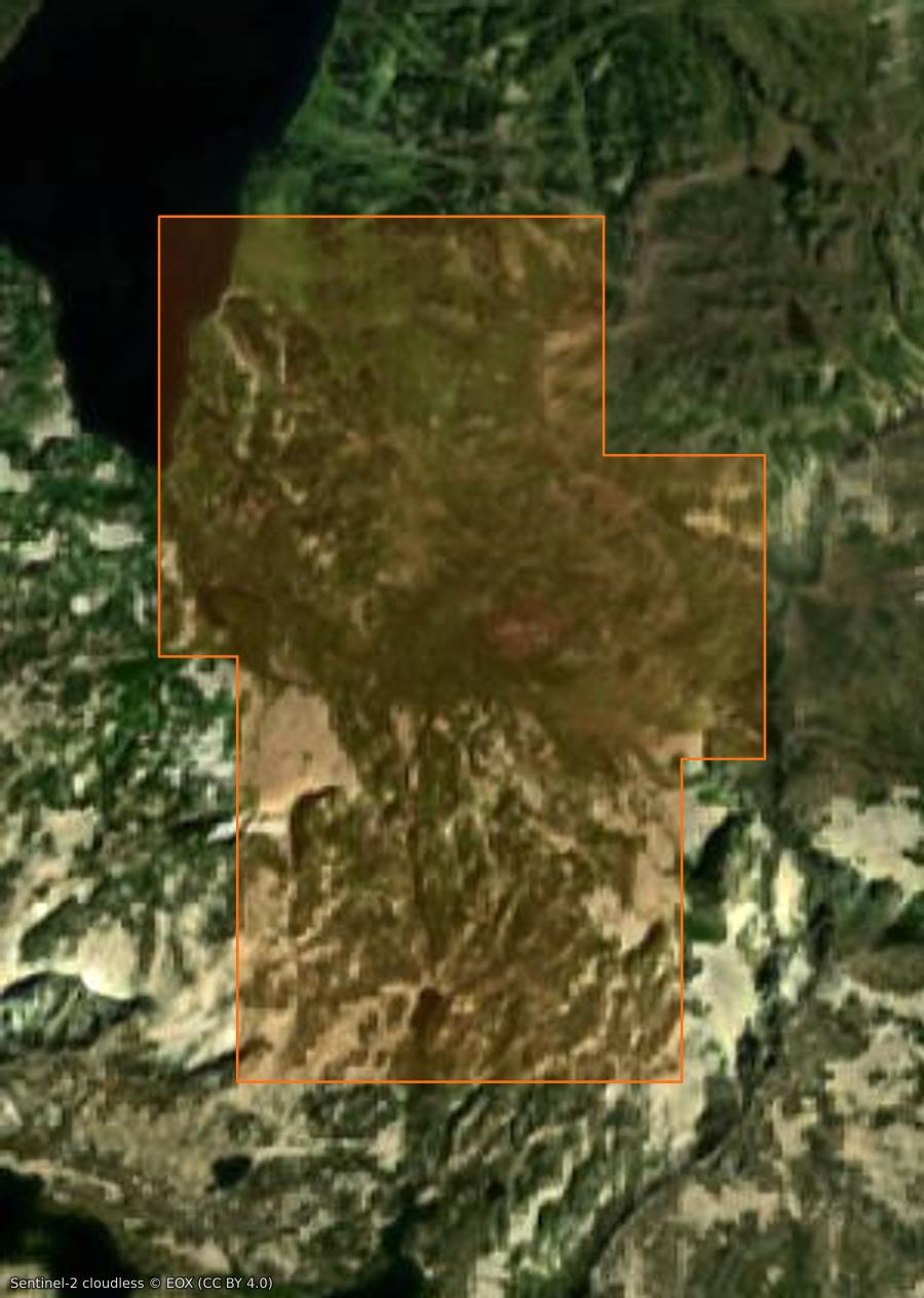 Umriss der Brandfläche bei Orlu, gezeichnet auf Satellitenbilder