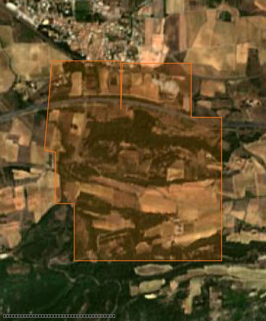 Contorno de la zona quemada cerca de Capendu, trazado sobre imágenes de satélite