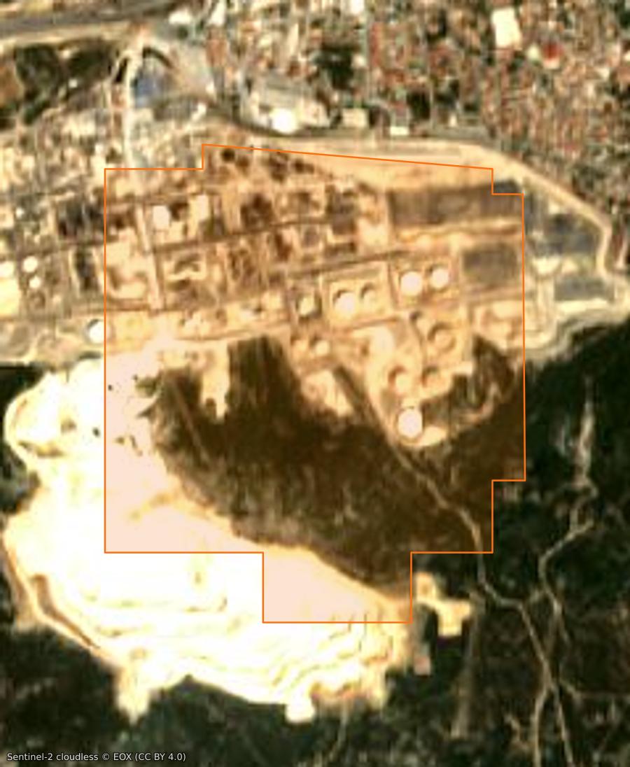 Umriss der Brandfläche bei Châteauneuf-les-Martigues, gezeichnet auf Satellitenbilder