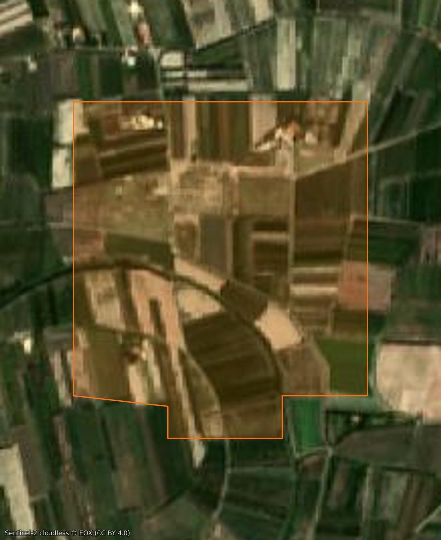 Outline of the burned area near Saint-Pierre-de-Mézoargues, drawn over satellite imagery