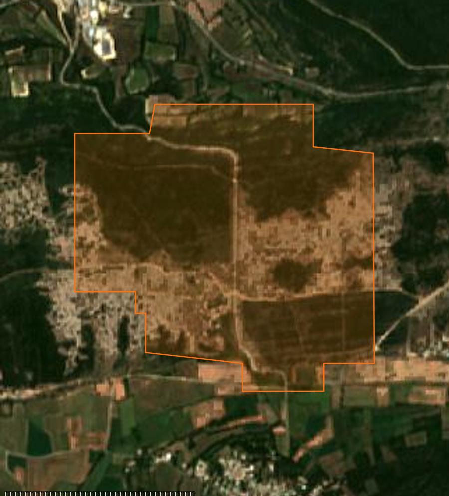 Contour de la zone brûlée de Fontarèches, tracé sur l'imagerie satellite