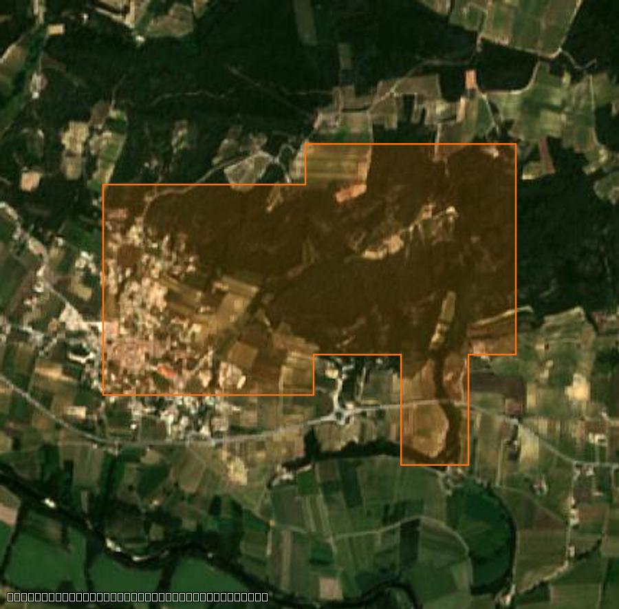 Umriss der Brandfläche bei Saint-Gervais, gezeichnet auf Satellitenbilder
