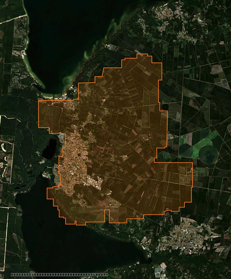 Umriss der Brandfläche bei Biscarrosse, gezeichnet auf Satellitenbilder