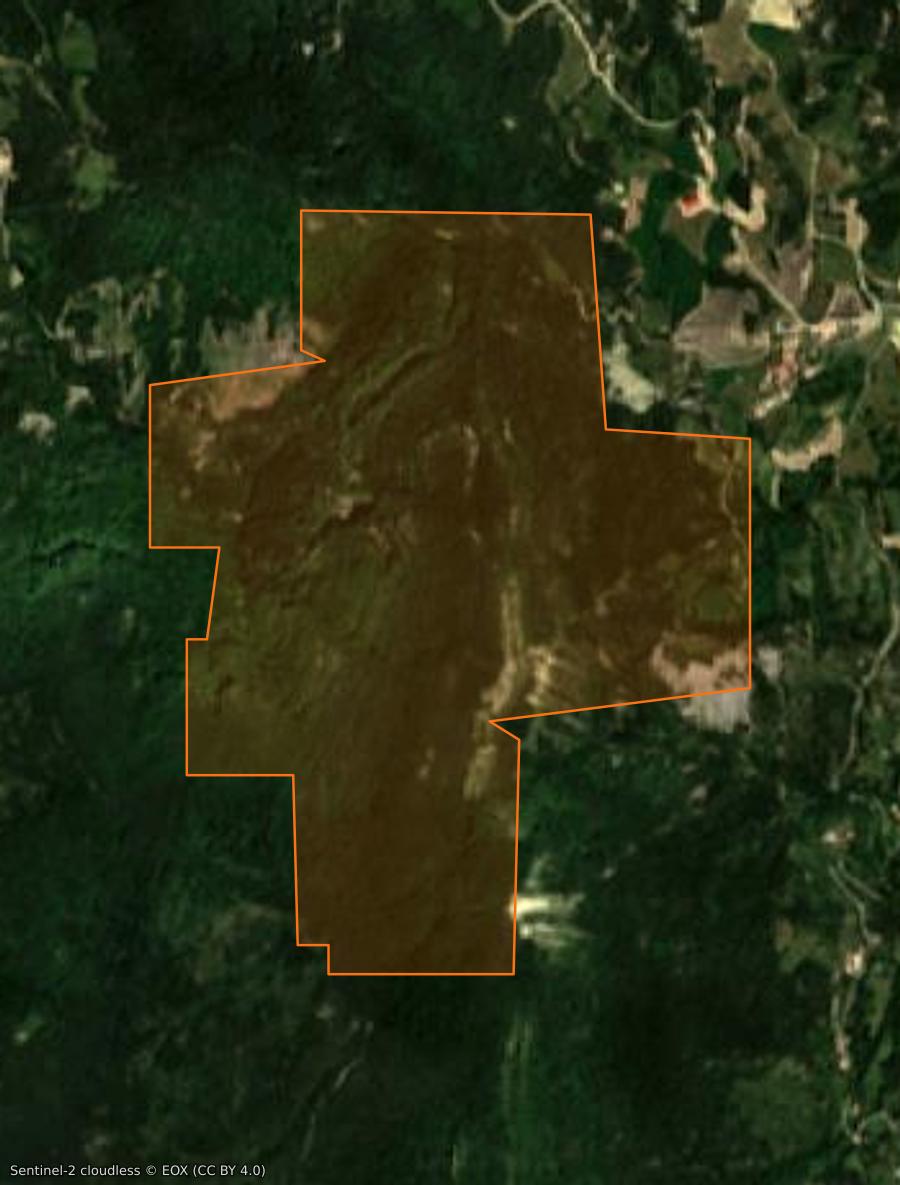 Outline of the burned area near Bellegarde-en-Diois, drawn over satellite imagery