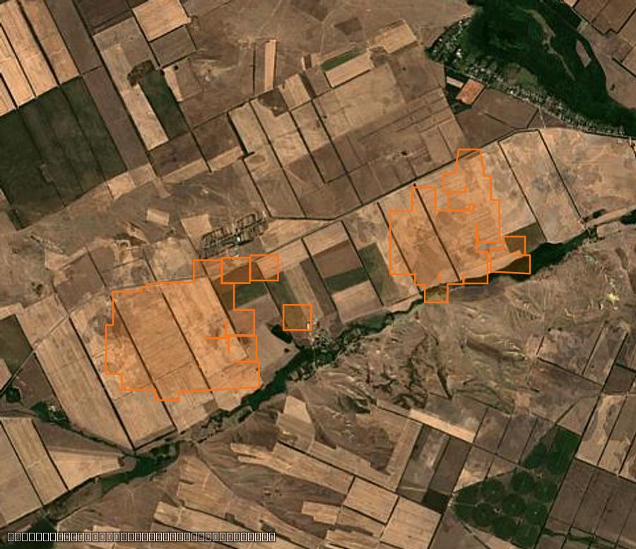Contour de la zone brûlée de Александровский муниципальный округ (RU), tracé sur l'imagerie satellite