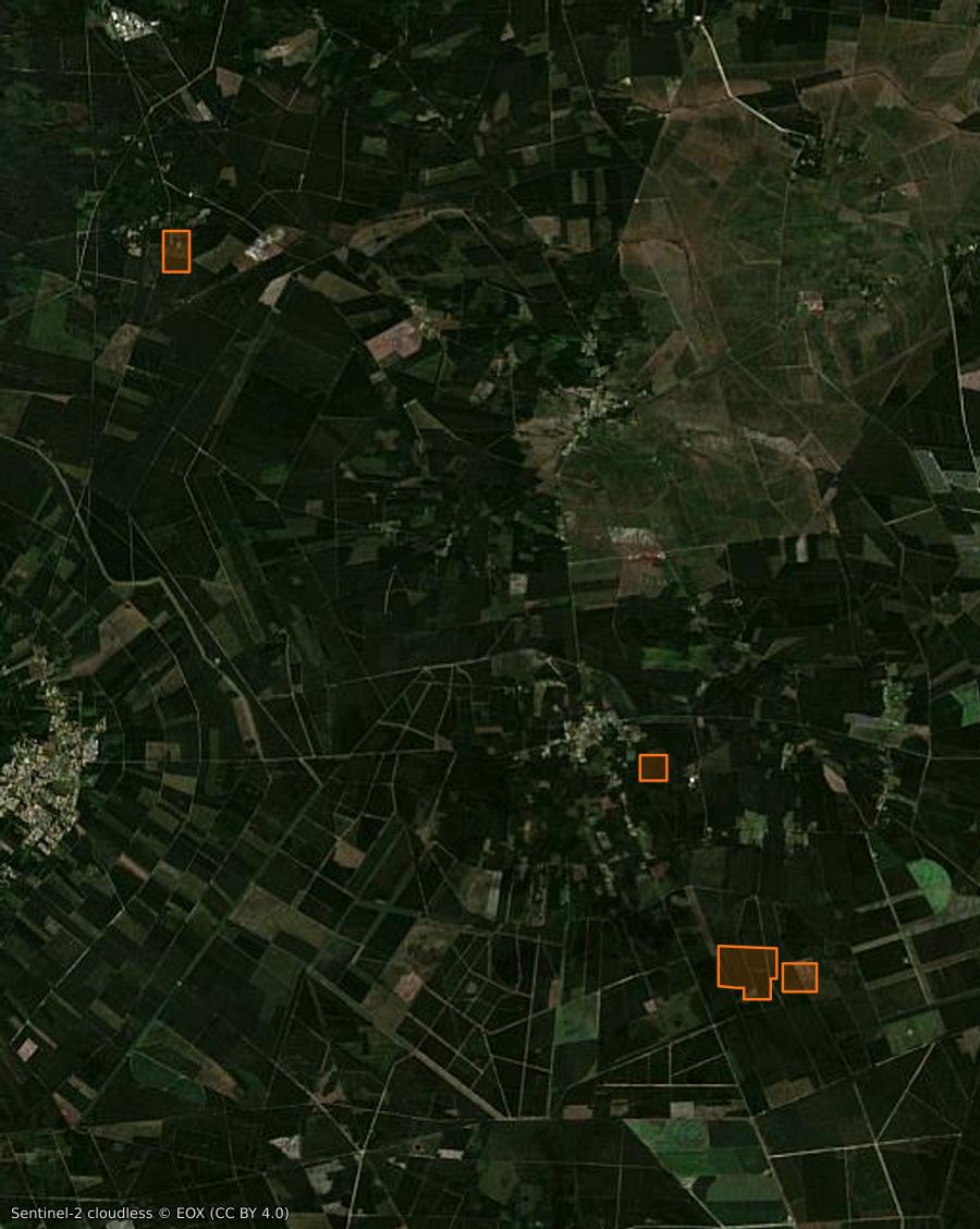 Contour de la zone brûlée de Saumos, tracé sur l'imagerie satellite